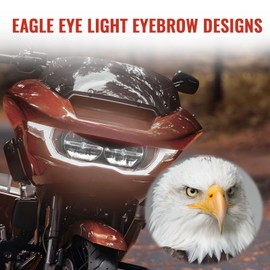 LUXEMOTO Headlight Cover for Road Glide 2015-Later, Eyebrows Sticker Headlamp Cover Eyebrow Eyelids Upper Tip Trim Motorcycle Upper Visor Decoration Cover for Harley Road Glide 2015-2025 Accessories