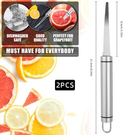 2PCS Grapefruit Knife Set, Curved Serrated Stainless Steel Fruit Knife for Grapefruit, Orange, Lemon, Kiwi, Avocado - Easy to Hang, Dishwasher Safe, Ergonomic Handle for Effortless Peeling and Slicing