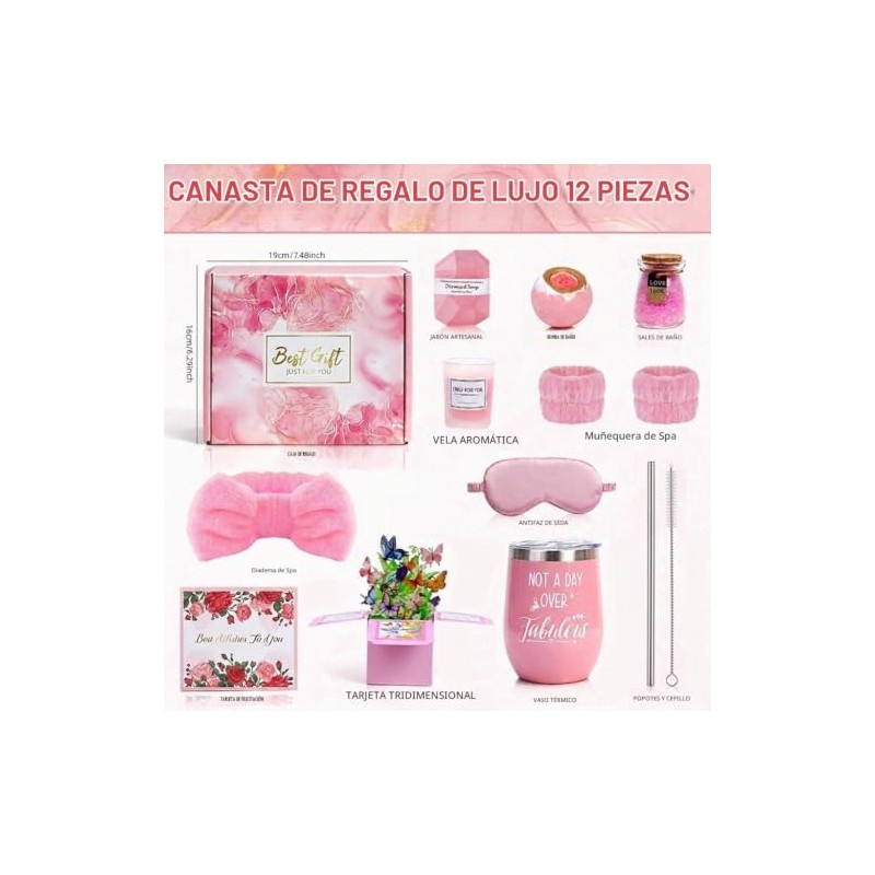 Regalos de Cumpleaños para Mujeres, 12pcs Canasta de Spa Relajante