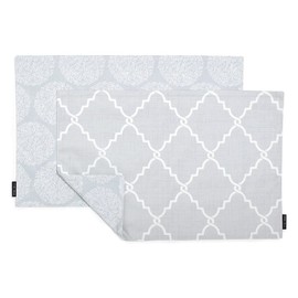 W3101300 Placemats, Set of 2, 100% Cotton, 11.8 x 17.7 inches (30 x 45 cm), Reversible Type, Moroccan Pattern, Medium,