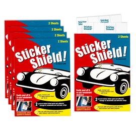 Sticker Shield - Windshield Sticker Applicator, Easy Application & Removal, Reusable, Clear Film, 4" x 6" Sheets (5 Packs, 10 Sheets Total)