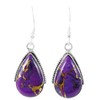 Purple Turquoise Earrings 925 Sterling Silver & Genuine Gemstones (Roped