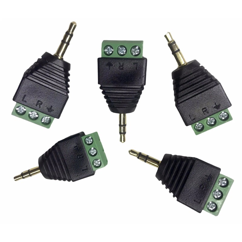 Unbranded 5-PACK 3.5mm 1/8" Stereo Male Plug to AV 3-Screw