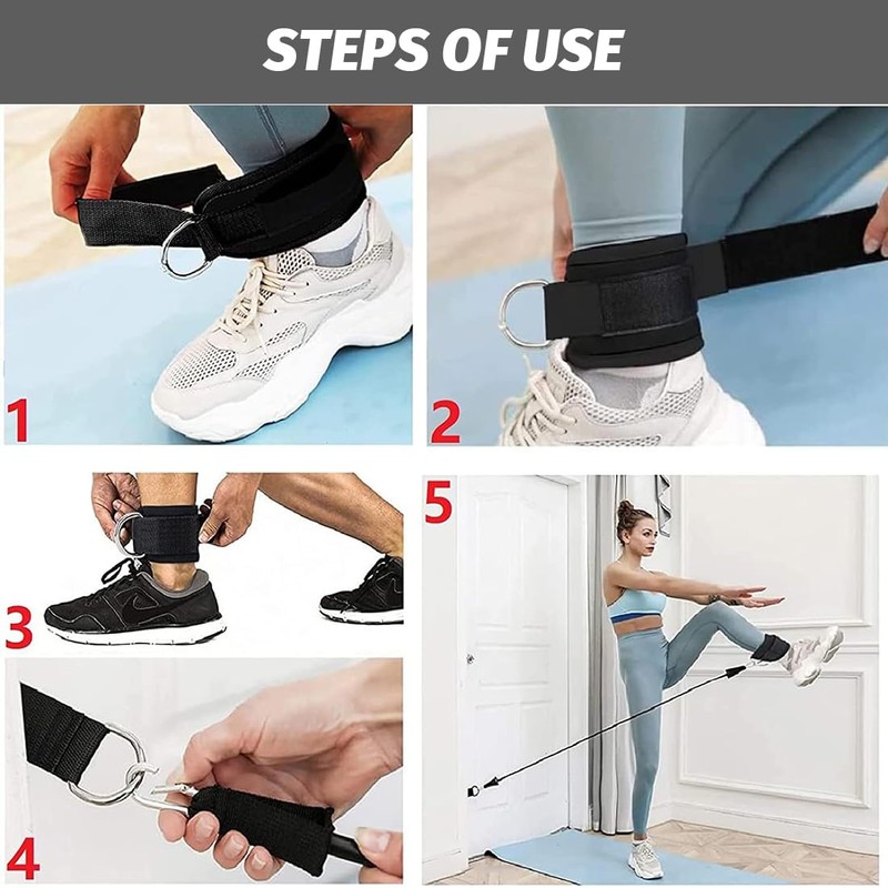 Pack of 2 Foot Loops, Cable Pulls with D-Rings, Ankle
