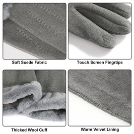 TAGVO Women's Winter Warm Touchscreen Gloves with Fleece Lined Thermal Winter Gloves Wool Gloves for Cold Weather, c-grey-03