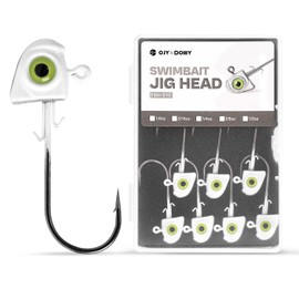OJYDOIIIY Swimbait Jig Heads - 10PCs (White - 1/4oz) - Needle Point - Steel - Large-mouth/Small-mouth Bass, Walleye, Crappie, Snakehead, Pike