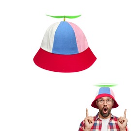 SIEBOLD Propeller Hat, Helicopter Cap, Propeller Hat, Funny Hats, Fancy Dress Party Hats with Night Fluorescent Propeller, Suitable for Adults and Children (57 cm, Red)