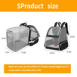 Cat Backpack Carrier，Expandable Pet Carrier Backpack for Small Dog and Medium Cat，Airline Approved ，Ventilated Design Suitable Travel Hiking Outdoor Use with Foldable for Easy Carry（Black）