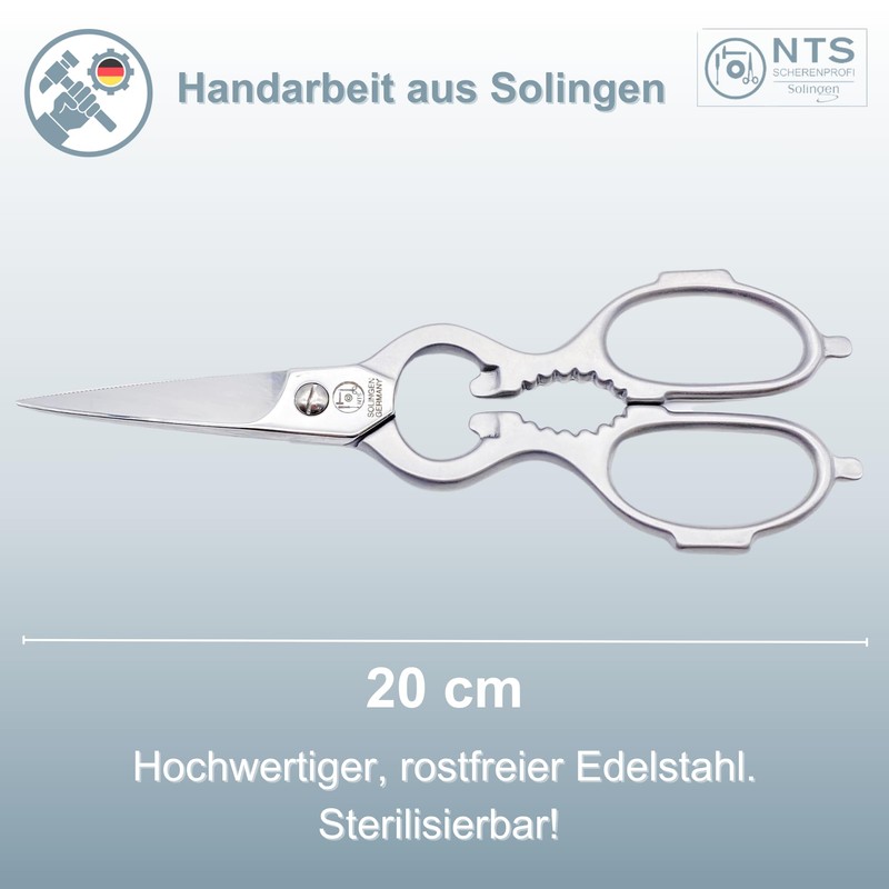 NTS-Solingen Professional kitchen scissors, All-Purpose Multifunctional scissors, Stainless forged, Original