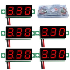 YIXISI 5 PCS DC 2.4-30V Gauge Tester 0.28", 2 Wires Mini Digital LED Voltmeter Display with Reverse Polarity Protection and Accurate Pressure Measurement Voltage Tester (White)