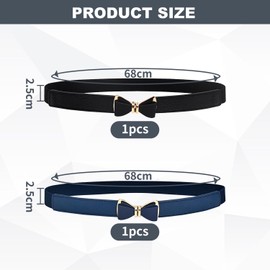 2 Pieces Of Bow Belts, Thin Belts For Women, Decorative Belts, Elastic Belts, Coat Belts, Dress Belts