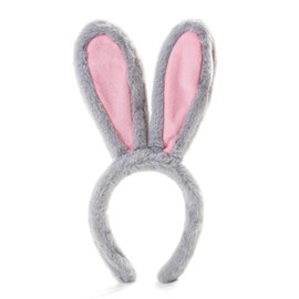 Grey Bunny Ears Headband for Women Adults Adorable Rabbit Plush Hair Bands Animal Furry Hair Boppers Easter Cosplay Party Bunny Ears Headwear Prom Hair Hoops Favors Easter Gifts Hair Accessories 1Pcs