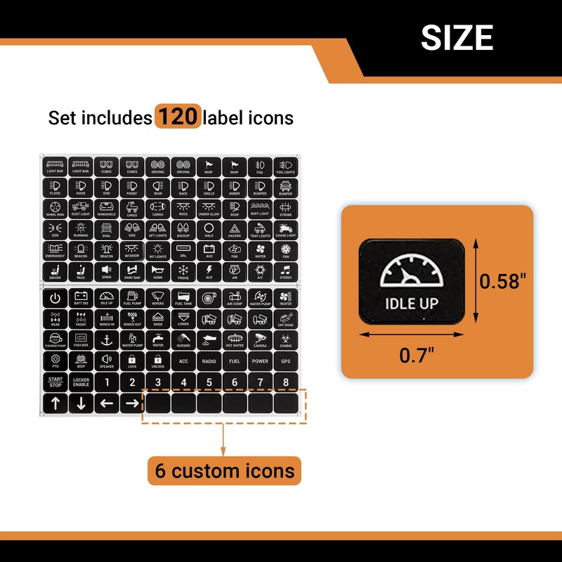 Switch Panel Sticker Kit for 6/8/12 Gang Control Button -