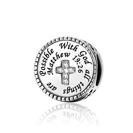 OutstandLong Women Religious Cross Bead Charms for Bracelets with Gold All Things are Possible