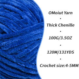 3 Pack Royal Blue Fluffy Velvet Yarn for Crocheting, Chunky Chenille Baby Blanket Yarn for Crocheting, Soft Fuzzy Puzzle Yarn for Knitting, (100g/3.53oz Each) Bulky Thick Amigurumi Crochet Yarn