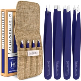 KLINGENHELD® Precise Tweezers Set with Hand-Cut Tips - Perfect for All Applications - Includes Cotton Case 100% Plastic-Free & Sustainable - Tweezers Eyebrow Plucking, 21 Colours