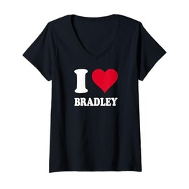 Womens Red Heart I Love Bradley V-Neck T-Shirt