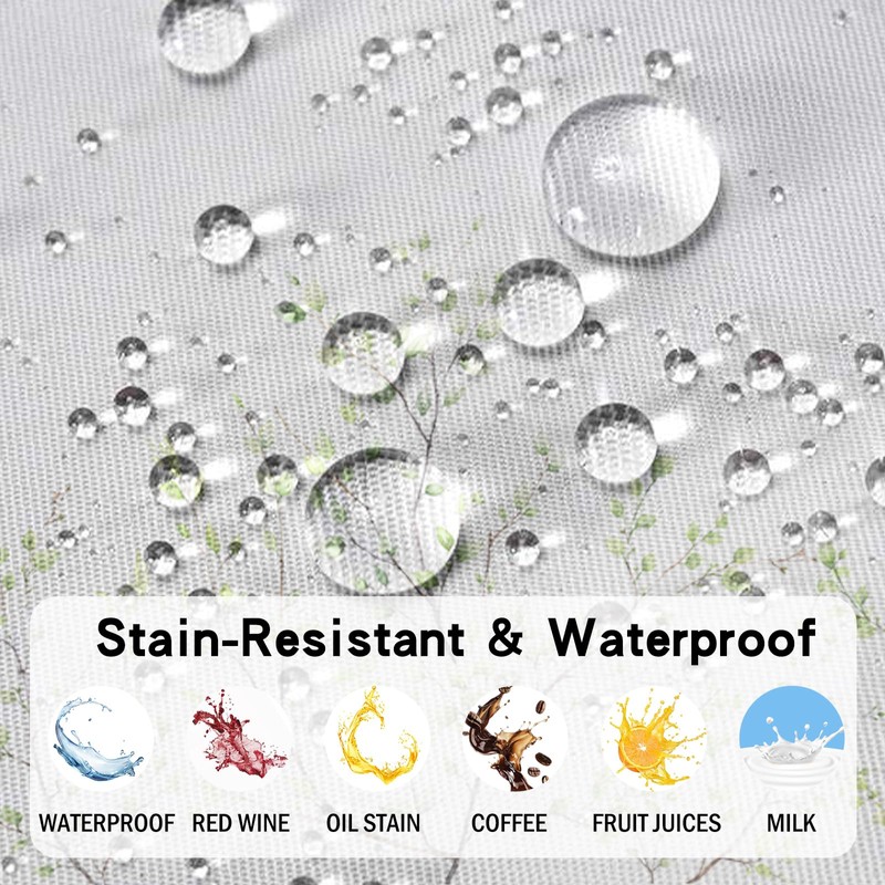 Green Leaf Wipe Clean Table Cloths - 140x180cm, Waterproof, Washable,