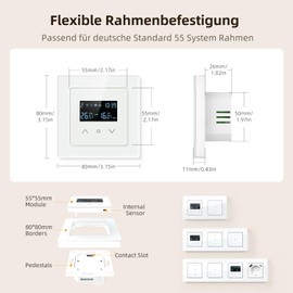 MIUCDA Smart WLAN Thermostat 55 x 55 mm, Electric Underfloor Heating Room Thermostat Digital Heating Thermostat Compatible with Alexa, Google Home