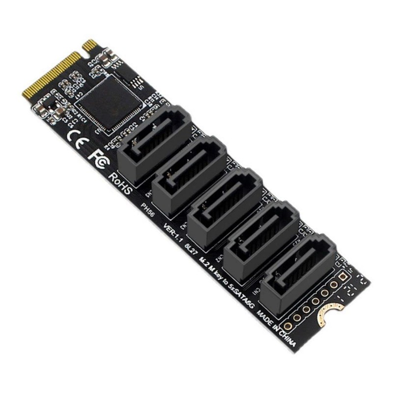 ChenYang 5 Ports M.2 to SATA Adapter, M Key NVME