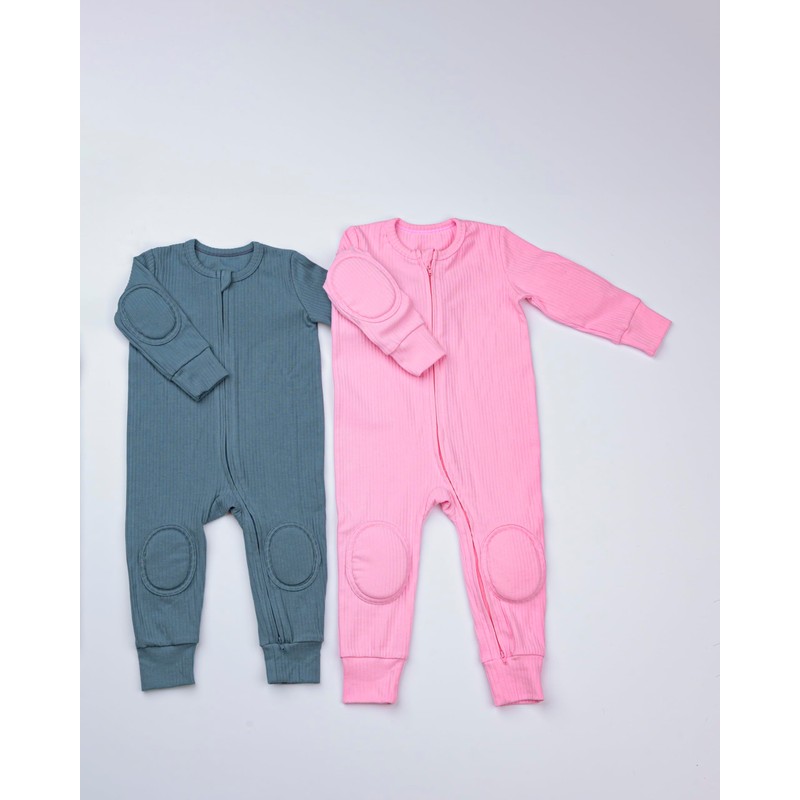 NurtureNauts Premium Baby Romper Onesie - 100% Cotton, Double Zipper,