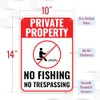 1PC Private Property No Fishing Sign, 14 x 10 Inches