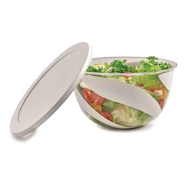 Snips Salad Bowl with Lid, Plastic Salad Bowl, 5 L, Serving Bowl for Salad, 27 x 27 x 15 cm, White, BPA and Phthalate Free, Made in Italy