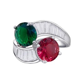 IMINI Dainty Crystal Wrap Statement Ring for Women Girls Princess Cut Round Green And Red CZ Expandable Stacking Open Finger Rings Eternity Promise Wedding Bands Shiny Jewelry Gifts Cocktail Party