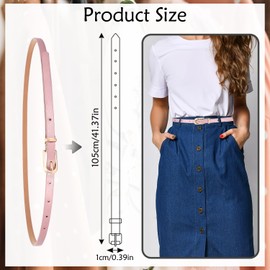 LECTNORE Women's Skinny Leather Belt Adjustable Waist Belt with Metal Buckle for Dresses, Thin belt x 1 pink