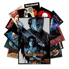 AKBOK 15Pcs Vintage Horror Movie Posters Decal,Thriller Horror Movie Killer Role Character Stickers,Horror Movie Pictures Wall Collage Kit for Home Bar Pub Man Cave Bedroom Teens Room 7.8"x11.8"
