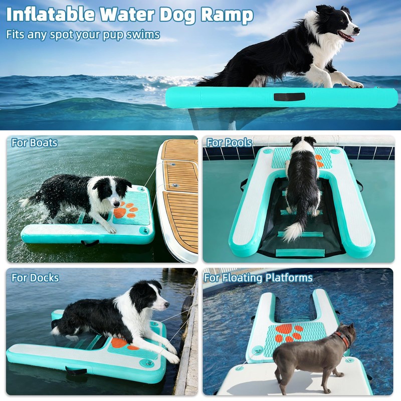 TONKOUM Inflatable Dog Water Ramp Floating Dock - 200LBS Capacity