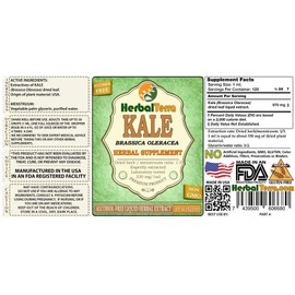Kale, Red Spiderling (Brassica Oleracea) Dried Leaf Alcohol-Free Liquid Extract (Brand Name: HerbalTerra, Proudly Made in USA) 2 oz