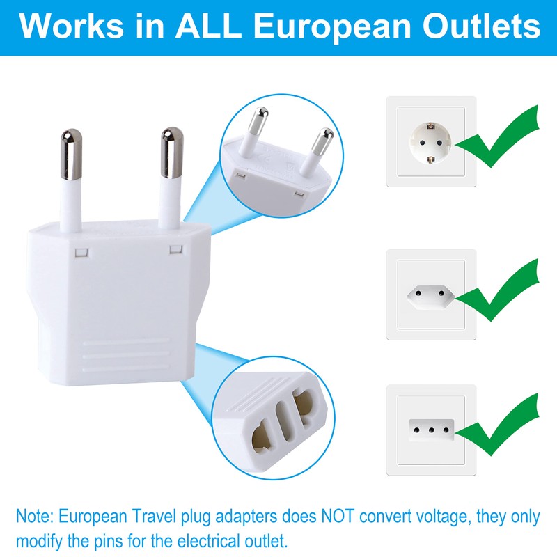 Inovat 8 PCS American USA to European Outlet Plug Adapter(Upgrade