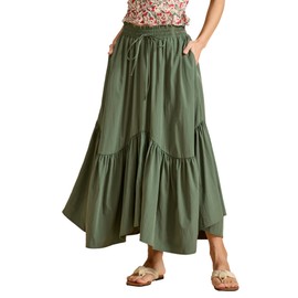 Skirt Women's Summer Maxi Skirts Long A-line Elastic High Waist Midi Skirt Casual Skirt Flowing Skirt with Pockets, A-Army Green, S