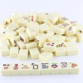 Modern American Mahjong Tiles Acrylic / Melamine Carving Factory Direct Supply  166 Tiles Board Games MelamineSize: 1.26inch*0.95inch *0.63inch, Color: Pink