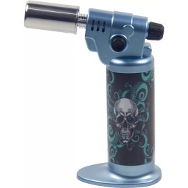 Ever Tech Double Table Torch Lighter Adjustable Flame Refillable Skull BL
