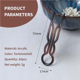 wilcractk U-Shaped Hair Fork Hairstyle Aid - Set of 10 Acrylic Hairpins for Bun & Updos - Sturdy Hair Fixer for Elegant Bun Styles - Ideal for Everyday & Festivals