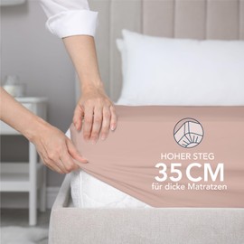 Dreamzie Fitted Sheet 200 x 200 cm - 35 cm Deep Pocket - 100% Microfibre Bed Sheet - Light Pink, Tested for Harmful Substances (Oeko Tex), Bed Sheet with Elastic Band