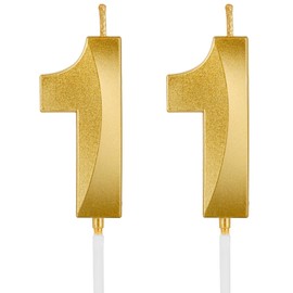 AndiluluBear Birthday Candles, 1.96 Inch Number 11 Happy Birthday Candles, Number Candles Decoration for Birthday Party and Anniversary Celebration(Champagne Gold)
