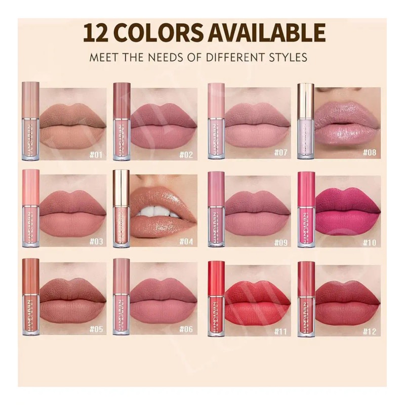 12 Colores Labiales Mate Indelebles Pintalabios Antiagua Set