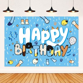 5x3 FT Blue Dog Birthday Party Background Decoration Photography Vinyl Photo Blue Dog Birthday Background Decoration