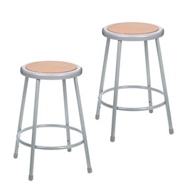 (2 Pack) OEF Furnishings Grey Shop Stool, 24â, No Assembly Required