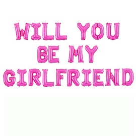 Will You Be My Girlfriend - 16" Letter Balloons - Prom Date, GF, Choose Your Colour, Perfect for Prom Dates and Celebrating Love, Romantic Proposal Balloons (Magenta)