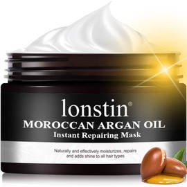 lonstin Argan Oil Hair Mask, Hair Care, Hair Treatment, Deep Conditioner, Instant Repair Mask for Dry, Stressed Curly, Dyed Bleached Hair, Reduce Split Ends & Frizz Control, 300 ml