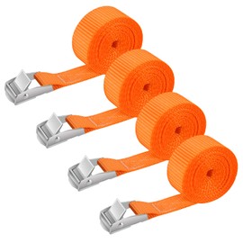 GAUATO Lashing Straps Short 1 m, Pack of 4 Lashing Straps with Clamping Lock Fastening Straps, Adjustable Tensioning Straps, Ratchet Straps, Fastening Strap for Bicycle, Car Transport, Cargo, Luggage,