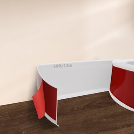 Flexible Baseboard Molding Trim, 4" (W) x 39.4' (L) Self-Adhesive Vinyl Wall Base, Peel and Stick Baseboard, Rubber Wall Base Moulding Trim, White