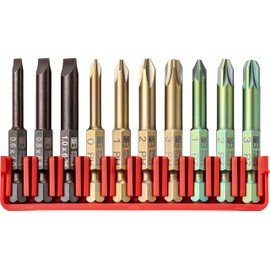 PB Swiss Tools Phillips Flat Pozidriv Bit Block PB E6.701 CN | 100% Swiss Made | 10-Piece Bit Set with Long E6 1/4" Color Coded PrecisionBits