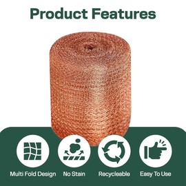 UrbanNest Copper Mesh Rodent Control Kit, 5 Inch X 35ft Rustproof Copper Wool Blend, DIY Hole Filler, Complete Tool for Mice