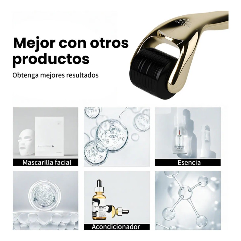 Dermaroller MEESTORY Titanio 0.25mm Microagujas 540 Agujas Facial Barba