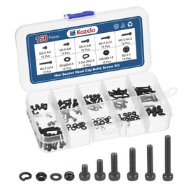 Kozelo 150pcs M2 Socket Head Cap Screws Bolts Nuts Assortment Kit - [M2x4/6/8/10/12/16mm] Alloy Steel Fully Threaded Black Oxide 12.9 Internal Hex Screw for 3D Printer Use